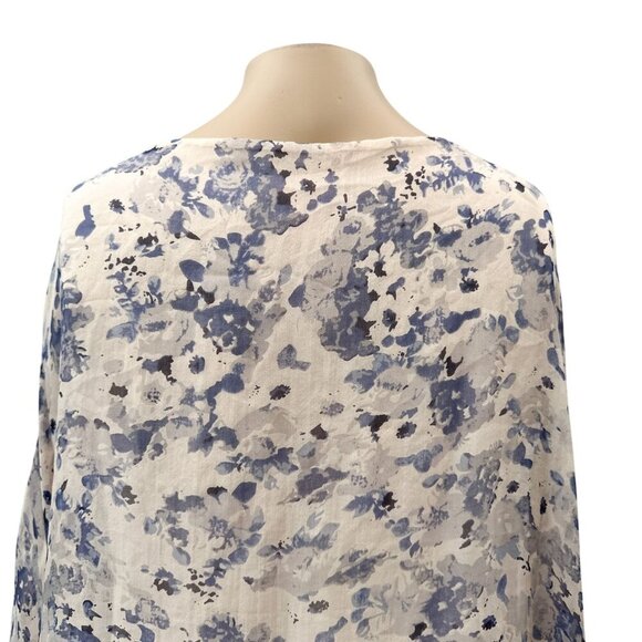 Sundance Silk Flowy Layered Hem Tunic Overlay Blouse Blue Floral Print Women S - Picture 10 of 11